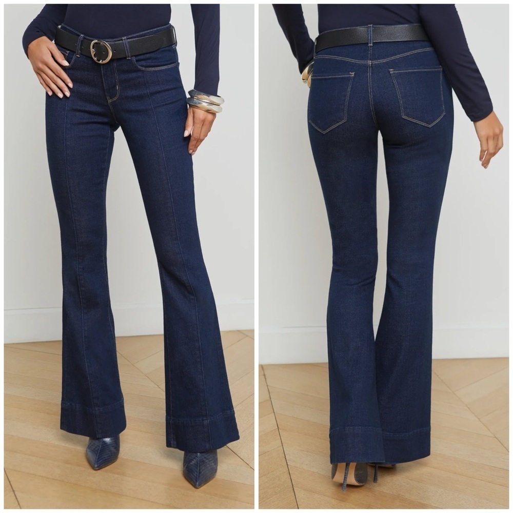 New L’Agence Lenora Low Rise Flare Jeans Dark Wash Koval Sz 25